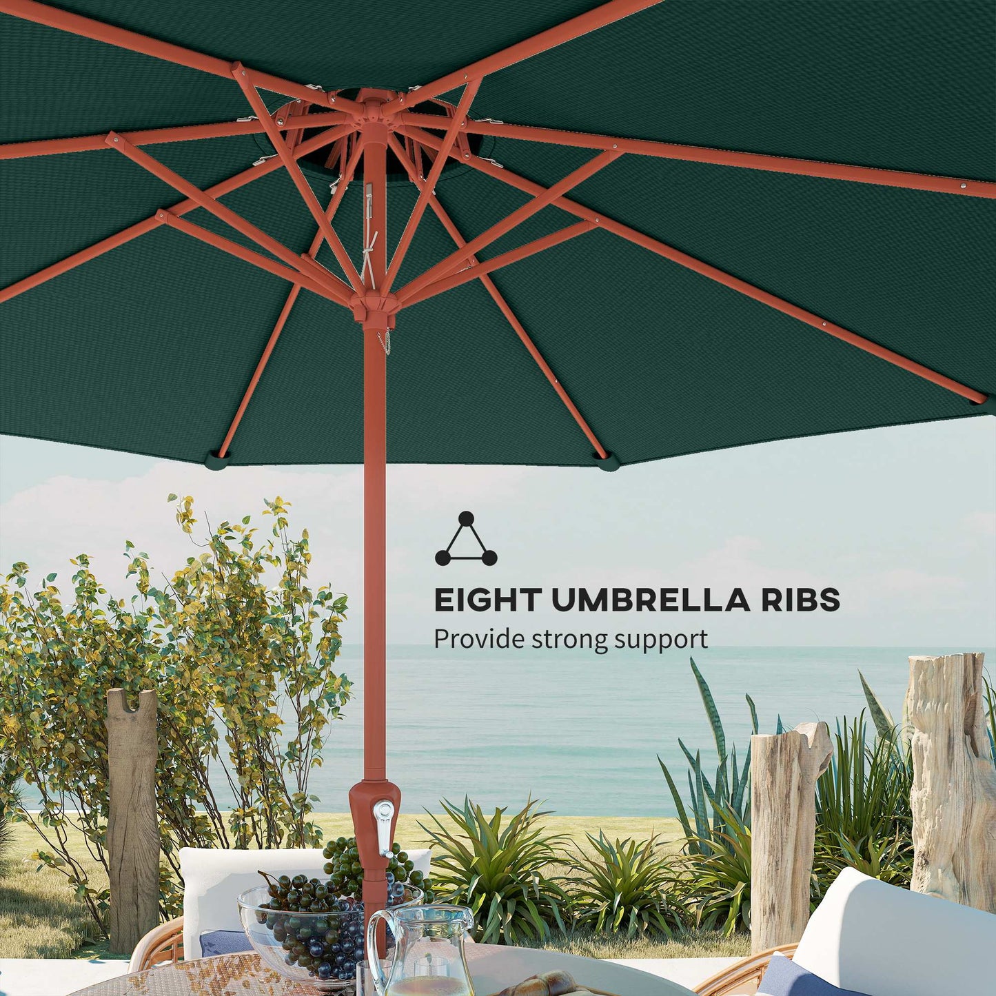 2.7 m Garden Parasol with Double Top Outdoor Market Table Umbrella with Crank System, Green