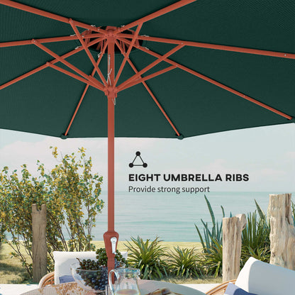 2.7 m Garden Parasol with Double Top Outdoor Market Table Umbrella with Crank System, Green