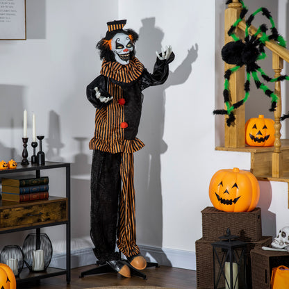 67 Inch Life Size Outdoor Halloween Decorations Talking Circus Clown, Animated Prop Animatronic Decor with Light Up Eyes