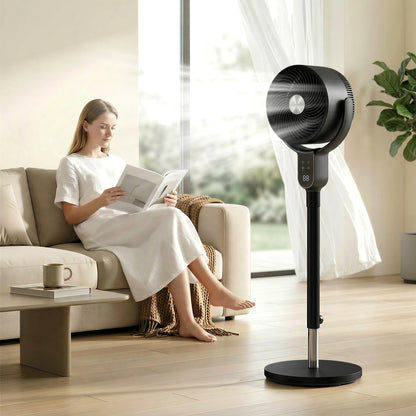 20 dB Silent Standing Fan for Bedroom, 42" Pedestal Fan with Remote, 90° Oscillating, 8 Speeds, Remote Control, Black