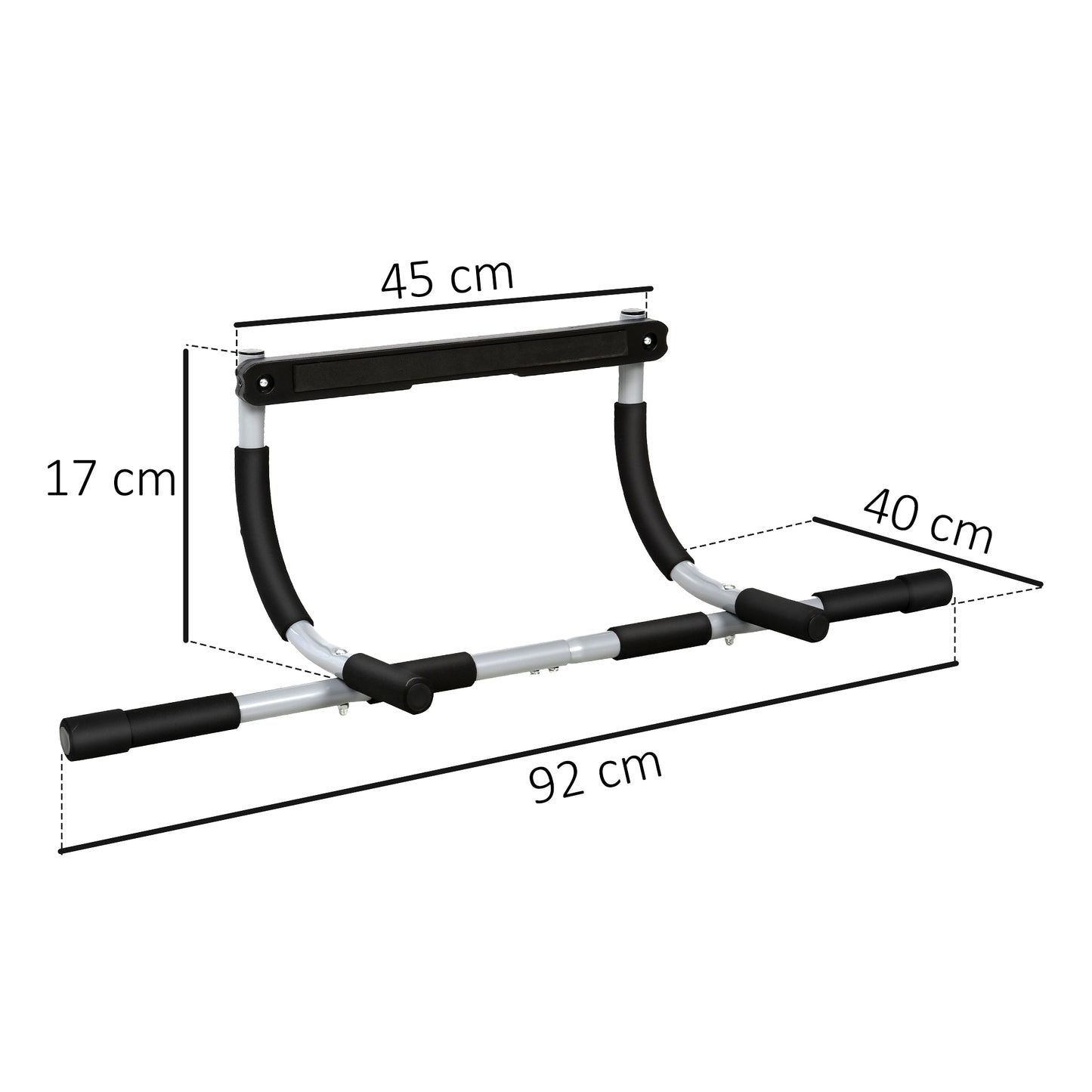 Doorway Pull up Bar, Door Frame Chin up Push up Bar for Home Gym Upper Body Workout, No Drilling or Screws, Grey