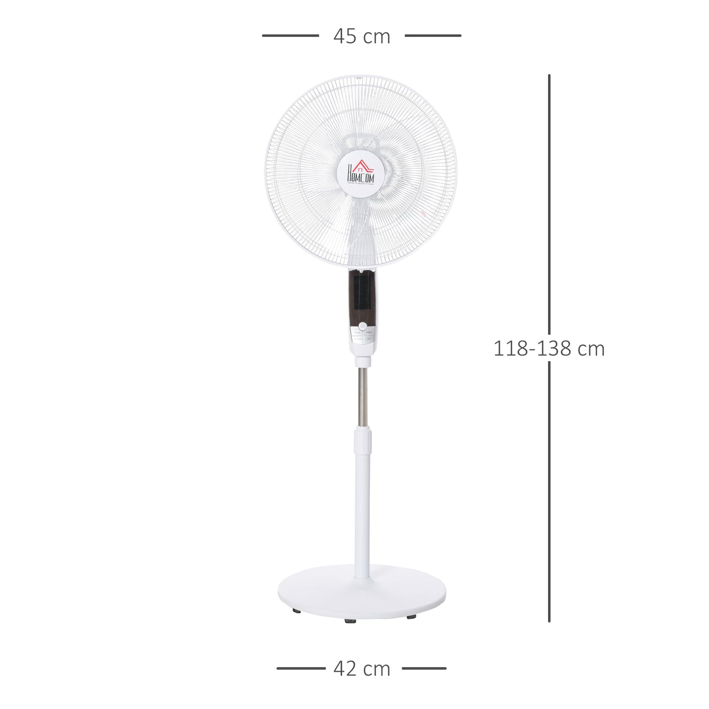 16'' Pedestal Stand Fan, 3 Speed 3 Mode, 85° Oscillation, LED Panel, 3M Remote Controller, Height Adjustable for Living Room