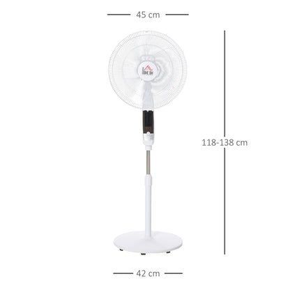 16'' Pedestal Stand Fan, 3 Speed 3 Mode, 85° Oscillation, LED Panel, 3M Remote Controller, Height Adjustable for Living Room