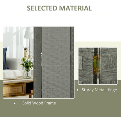 Wave Fibre Freestanding Folding Privacy Screen Panels, Room Divider, Grey