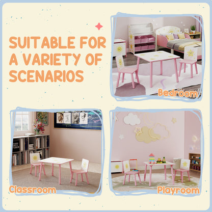 3-Piece Toddler Table and Chair Set, Kids Table with 2 Chairs Set for Bedroom, Nursery, Playroom, Pink