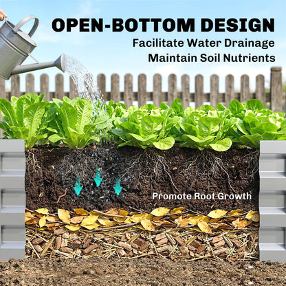 Square Raised Garden Bed Box with Weatherized Steel Frame for Vegetables, Flowers, & Herbs, 120 x 120 x 30cm, Silver Tone