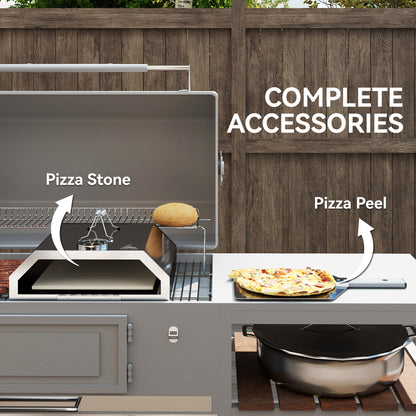 8 in Portable Stainless Steel BBQ Grill Top Pizza Oven with Built-in Thermometer and Viewing Window for Gas and Charcoal BBQ