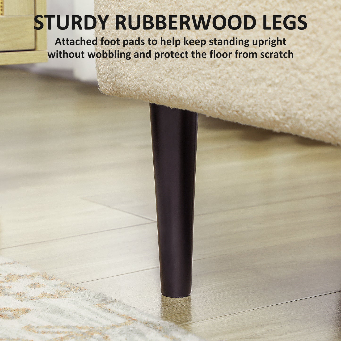 57L Teddy Fleece Storage Ottoman - Cream