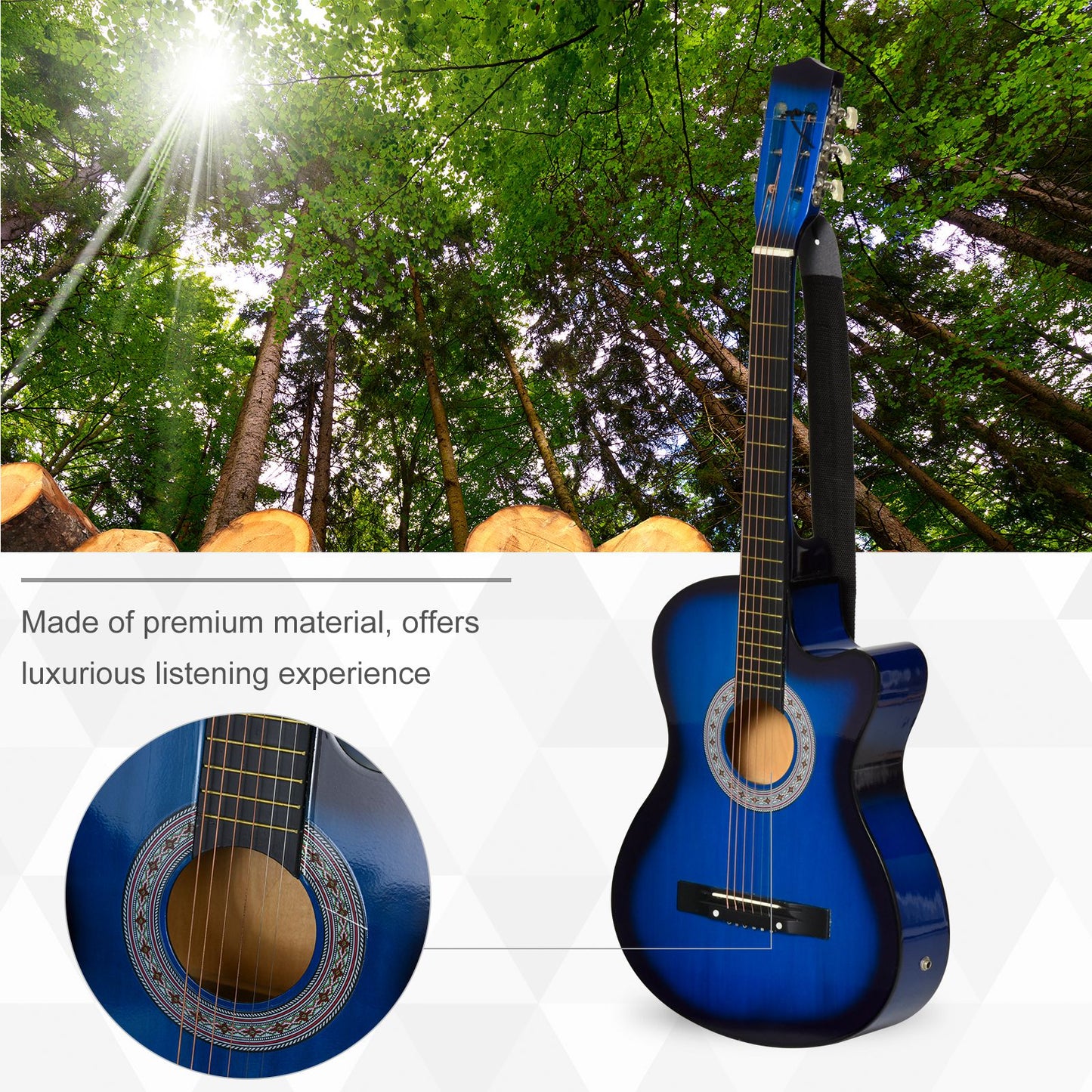 38 Inch Full Size Acoustic Electric Guitar, Classical Beginner Junior Adult Guitar Gloss Finish with Carrying Case, Strap