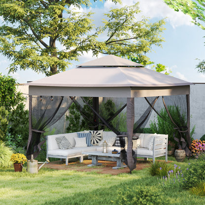 3.25 x 3.25m Pop Up Gazebo, Double-roof Garden Tent with Netting and Carry Bag, Party Event Shelter for Outdoor Patio