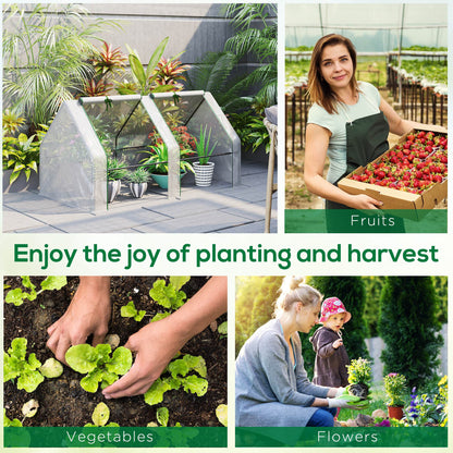 Mini Small Greenhouse with Steel Frame & PE Cover & Zipped Window Poly tunnel Steeple for Plants Vegetables