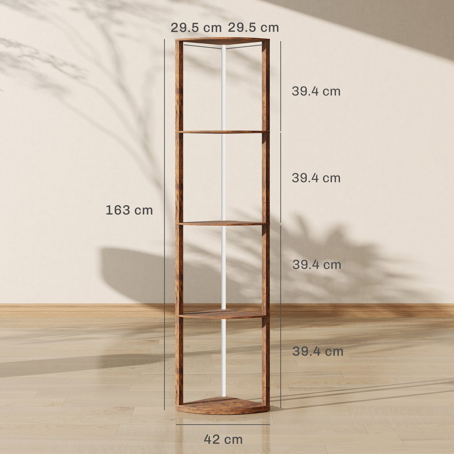 RGB Standing Lamp with Shelves, 4-Tier LED Floor Lamp with Multiple Lighting Modes, Rustic Brown