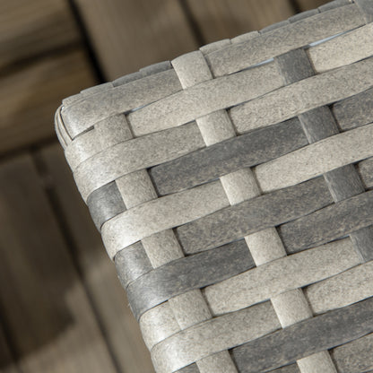 Rattan Side Table, Outdoor Coffee Table with Plastic Board Under the Full Woven Table Top for Patio, Garden, Balcony
