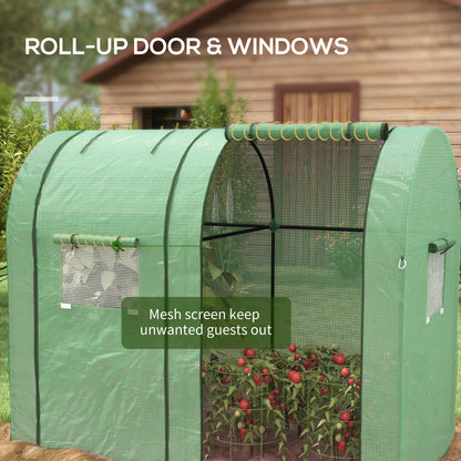 Tomato Greenhouse, Garden Growhouse with 2 Roll-up Doors and 4 Mesh Windows, Portable Indoor Outdoor Green House