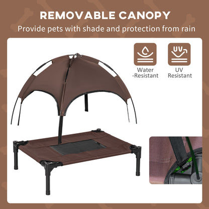 Outdoor Dog Bed with Removable Canopy, Portable Raised Dog Bed for Camping, Garden & Beach