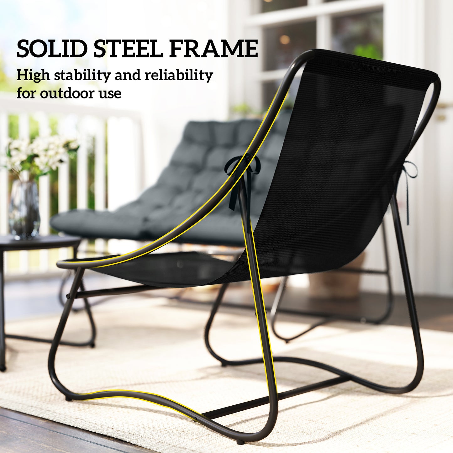 Four-Piece Curved Seat Garden Sofa Set - Grey/Black