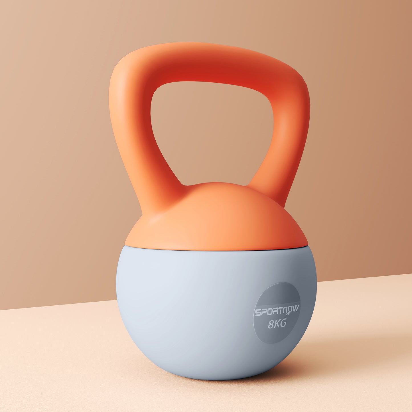8KG Soft Kettlebell, Kettlebell with Non-Slip Handle for Home Gym, Weight Lifting, Strength Training, Orange/Grey