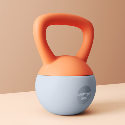8KG Soft Kettlebell, Kettlebell with Non-Slip Handle for Home Gym, Weight Lifting, Strength Training, Orange/Grey