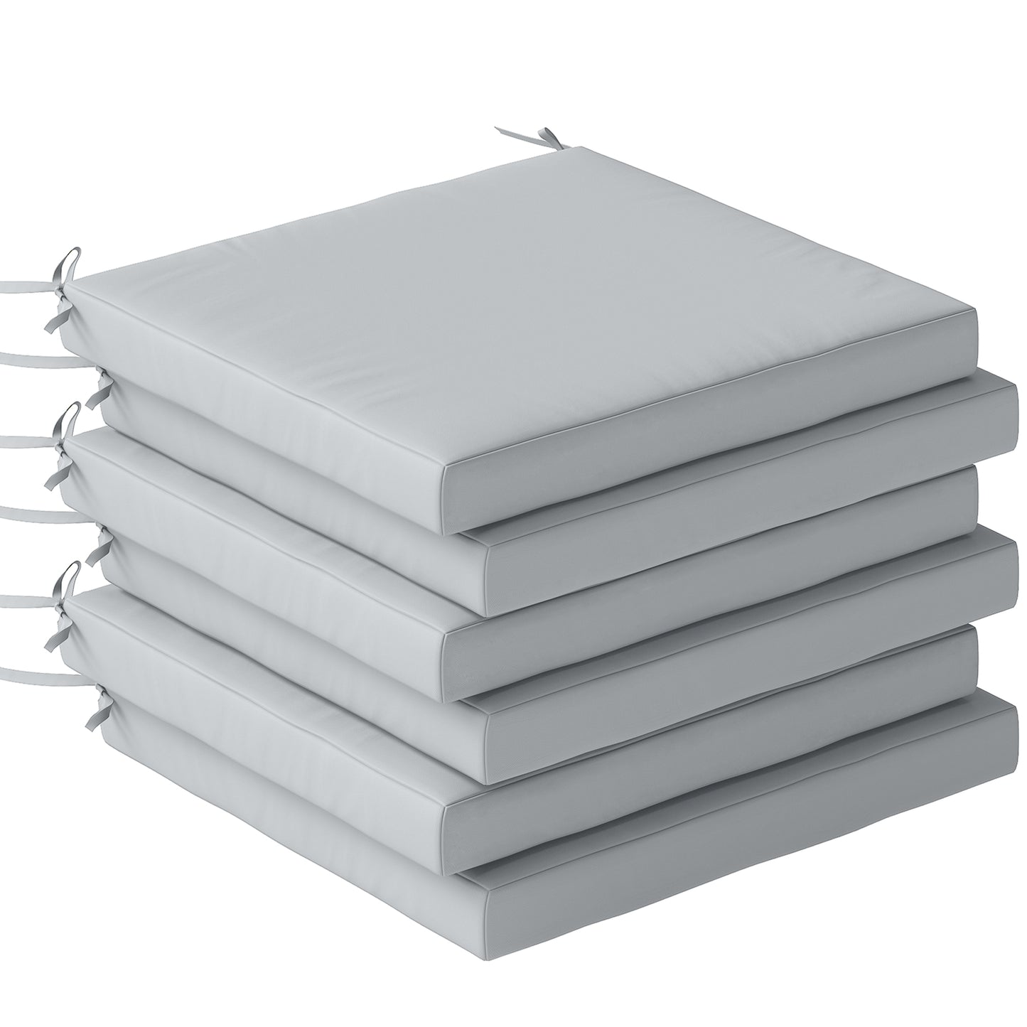 Set of 6 Outdoor Seat Cushions with Machine Washable Cover, Water Repellent Seat Cushions Light Grey