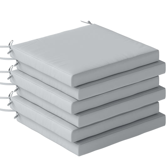 Set of 6 Outdoor Seat Cushions with Machine Washable Cover, Water Repellent Seat Cushions Light Grey