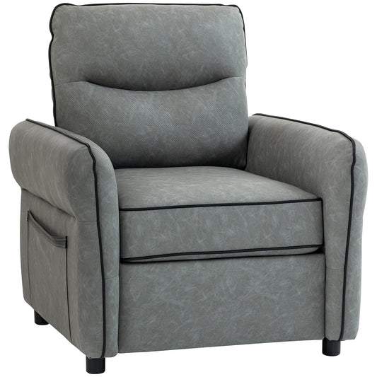 Accent Chair, Faux Leather Armchair - Grey