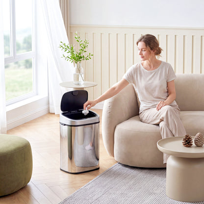58L Motion Sensor Bin, Automatic Touchless Rubbish Bin with Fingerprint Resistant Stainless Steel for Kitchen, Hygienic Gyms