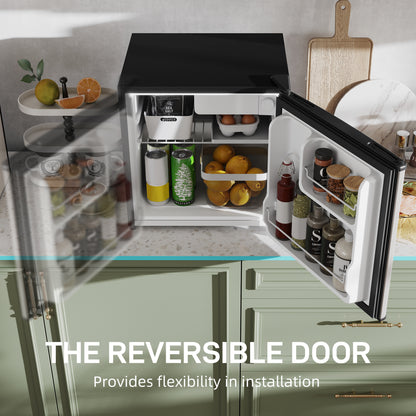 46 Litre Table Top Mini Fridge, Small Fridge with Ice Box, Reversible Door, Adjustable Temperature and Legs for Bedrooms