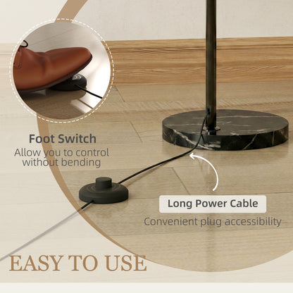 Floor Lamp for Living Room, Modern Standing Lamp with Shade & Foot Switch for Bedroom, Office, Black