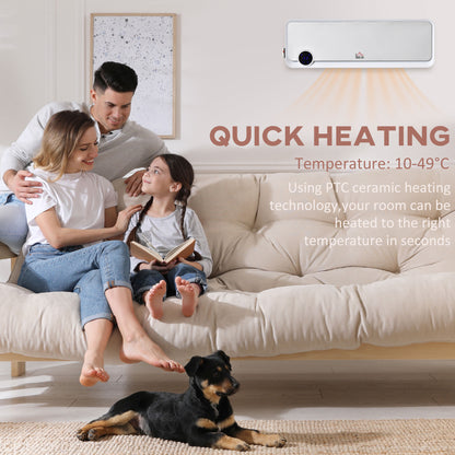 Wall Downflow Heater 2 Heat and Fan 1000W/2000W, Electric Space Heater with Timer Remote Oscillating