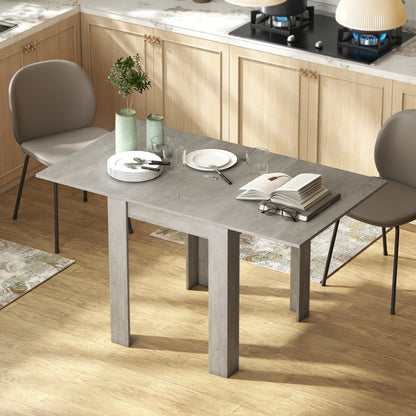 Folding Dining Table for 4-6, Rectangular Extendable Drop Leaf Table for Small Spaces, 140 x 80 x 77.5 cm, Grey