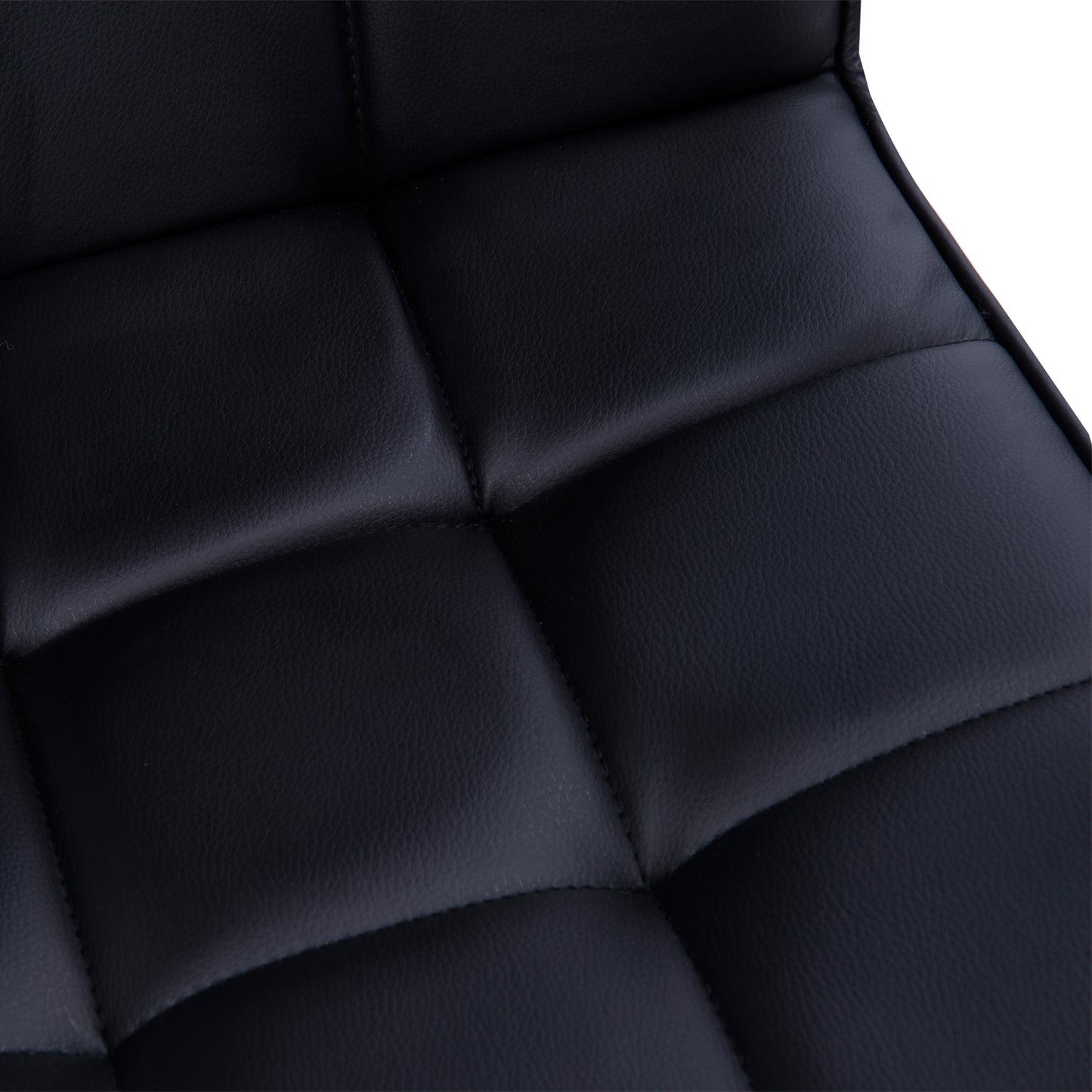 Makeup Vanity Chair, PU Leather Mid Back Office Chair with Adjustable Height, Armrest and Rolling Wheels, Black