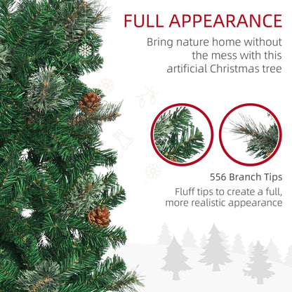 6.5FT Tall Pencil Slim Artificial Christmas Tree with Realistic Branches, Tip Count and Pine Cones, Pine Needles Tree