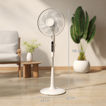 Three Mode Pedestal Fan, with Insect Repellant Box and LED Panel - White