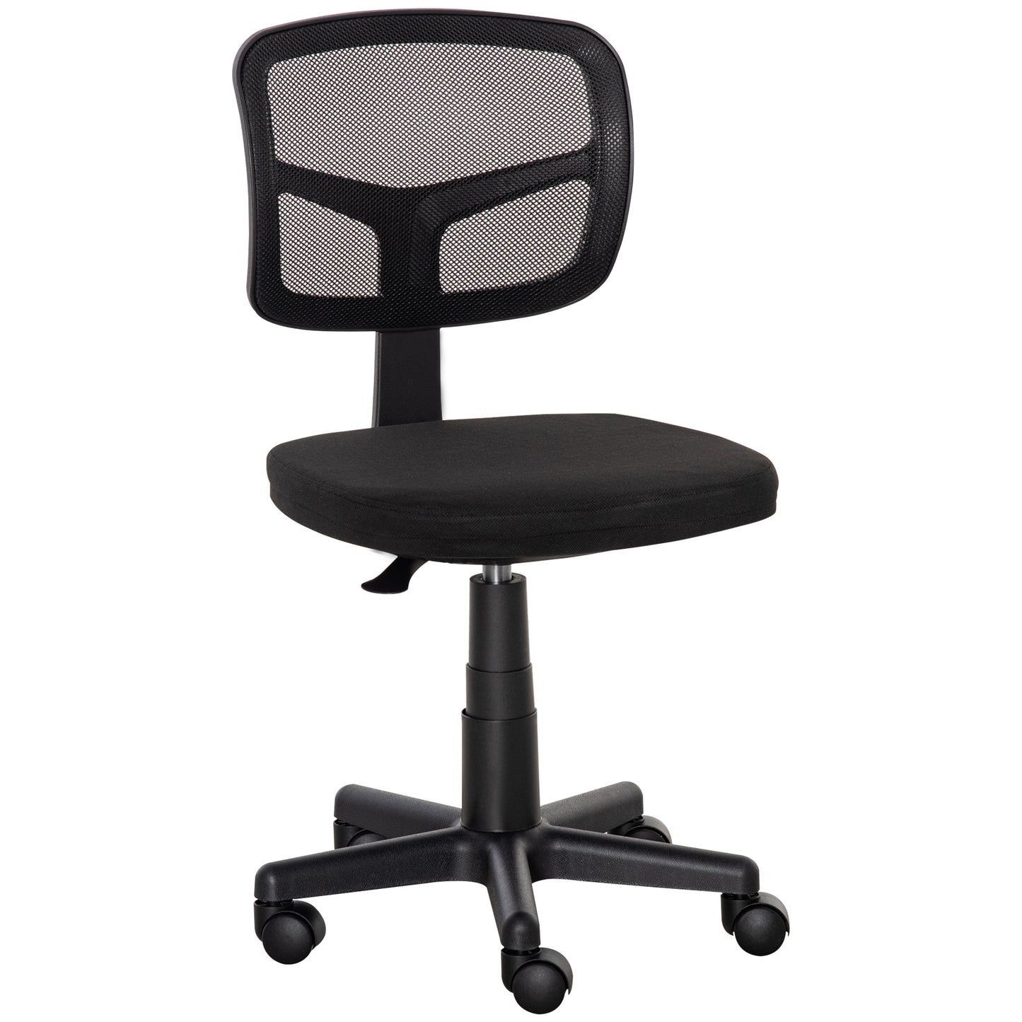 Small Office Chair without Arms, Ergonomic Swivel Mesh Desk Chair with Curved Back and Wheels, Height Adjustable