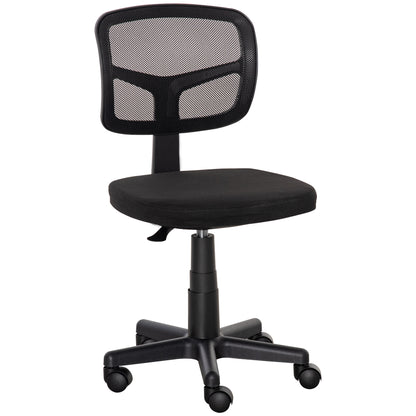 Small Office Chair without Arms, Ergonomic Swivel Mesh Desk Chair with Curved Back and Wheels, Height Adjustable
