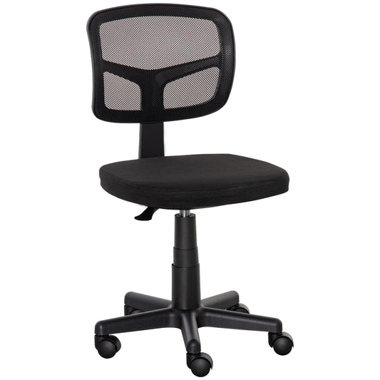 Small Office Chair without Arms, Ergonomic Swivel Mesh Desk Chair with Curved Back and Wheels, Height Adjustable