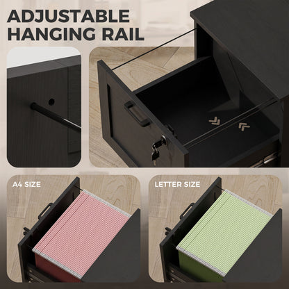 2-Drawer Filing Cabinet with Lock - Black