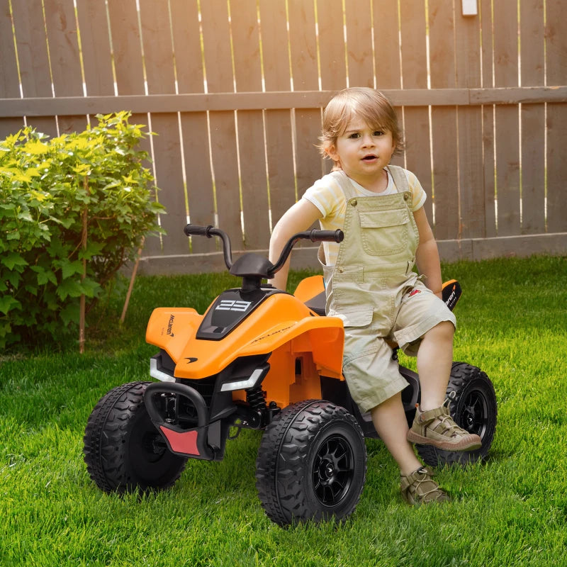 12V Quad Bike, with Music, Headlights, MP3 Slot and Suspension, for Ages 3-8 Years - Orange