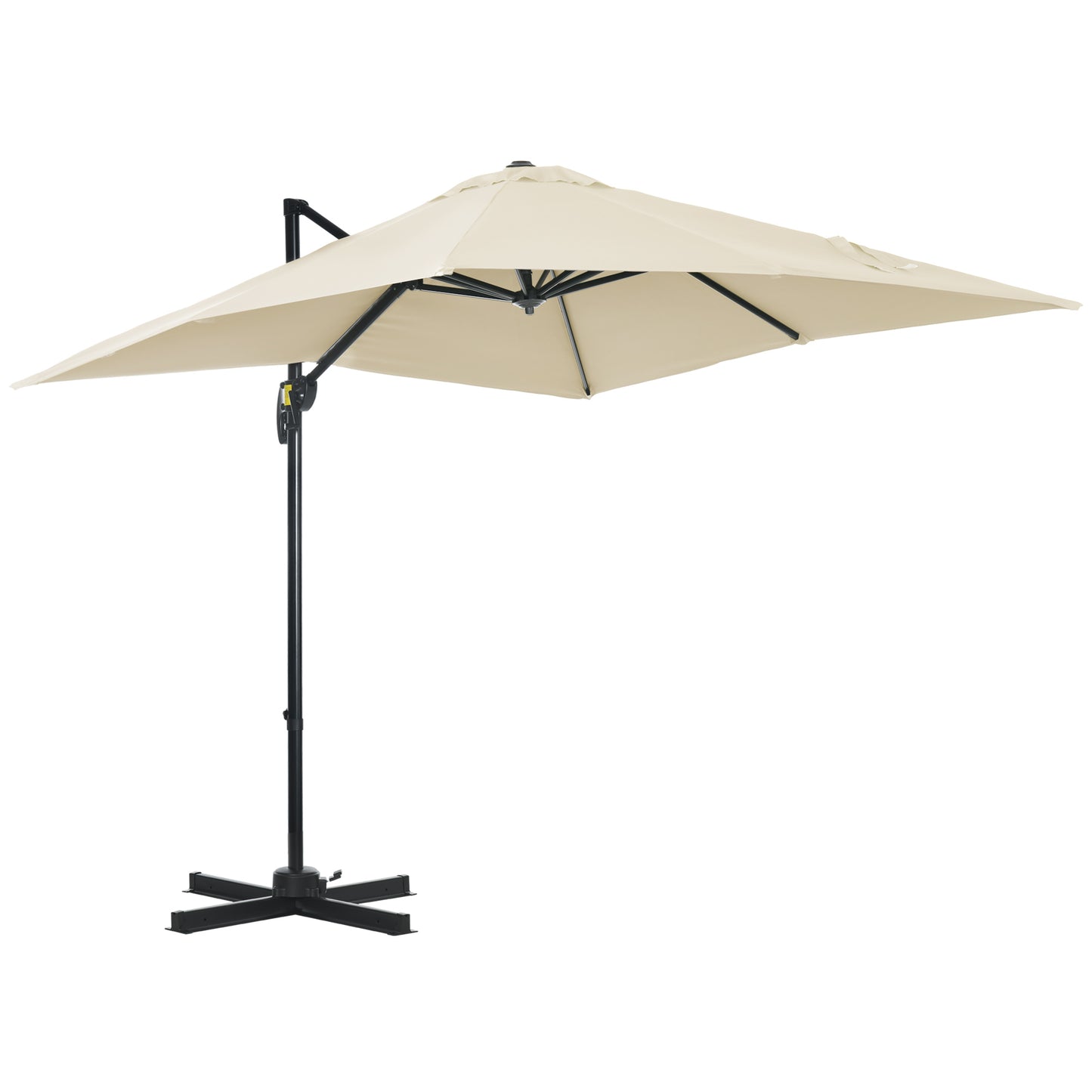 2.5 x 2.5m Patio Offset Parasol Umbrella Cantilever Hanging Aluminium Sun Shade Canopy Shelter 360° Rotation
