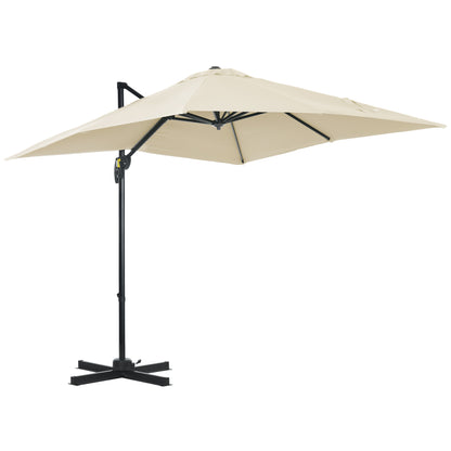 2.5 x 2.5m Patio Offset Parasol Umbrella Cantilever Hanging Aluminium Sun Shade Canopy Shelter 360° Rotation
