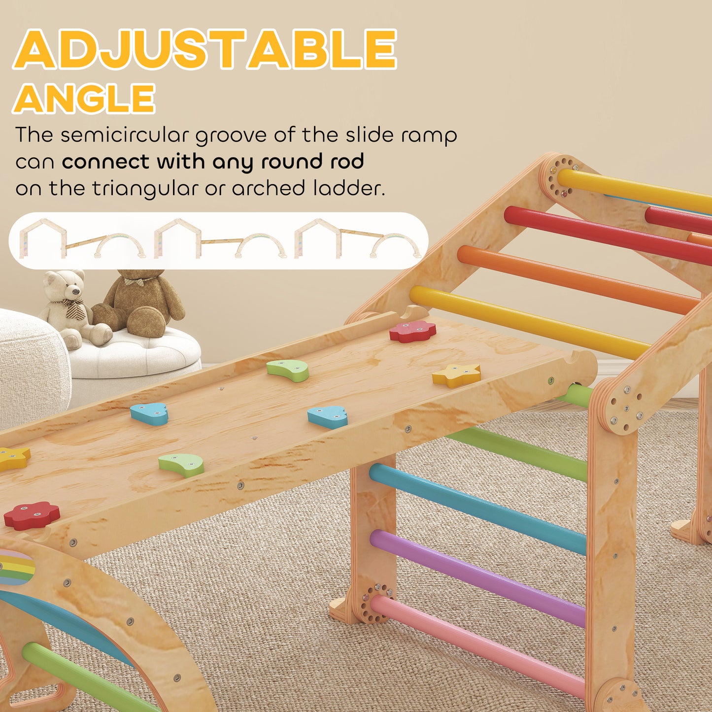 9 in 1 Toddler Climbing Frame with Ramp, Slide, Arch, Ladder, Blackboard for 18-48 Months