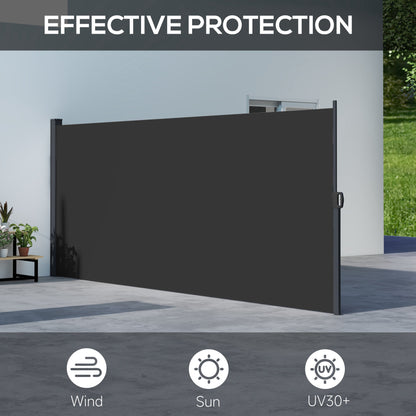 Retractable Side Awning, Outdoor Privacy Screen for Garden, Hot Tub, Balcony, Terrace, Pool, 400 x 160cm, Black