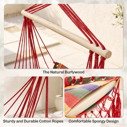 Hammock Chair Swing Colourful Striped Tree Hanging Seat Porch Indoor Outdoor Fabric Garden Furniture