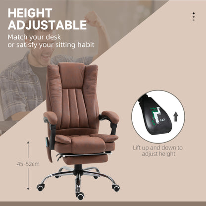 Office Chair with Massage and Heat, Microfibre Reclining Computer Desk Chair with Footrest and Adjustable Height