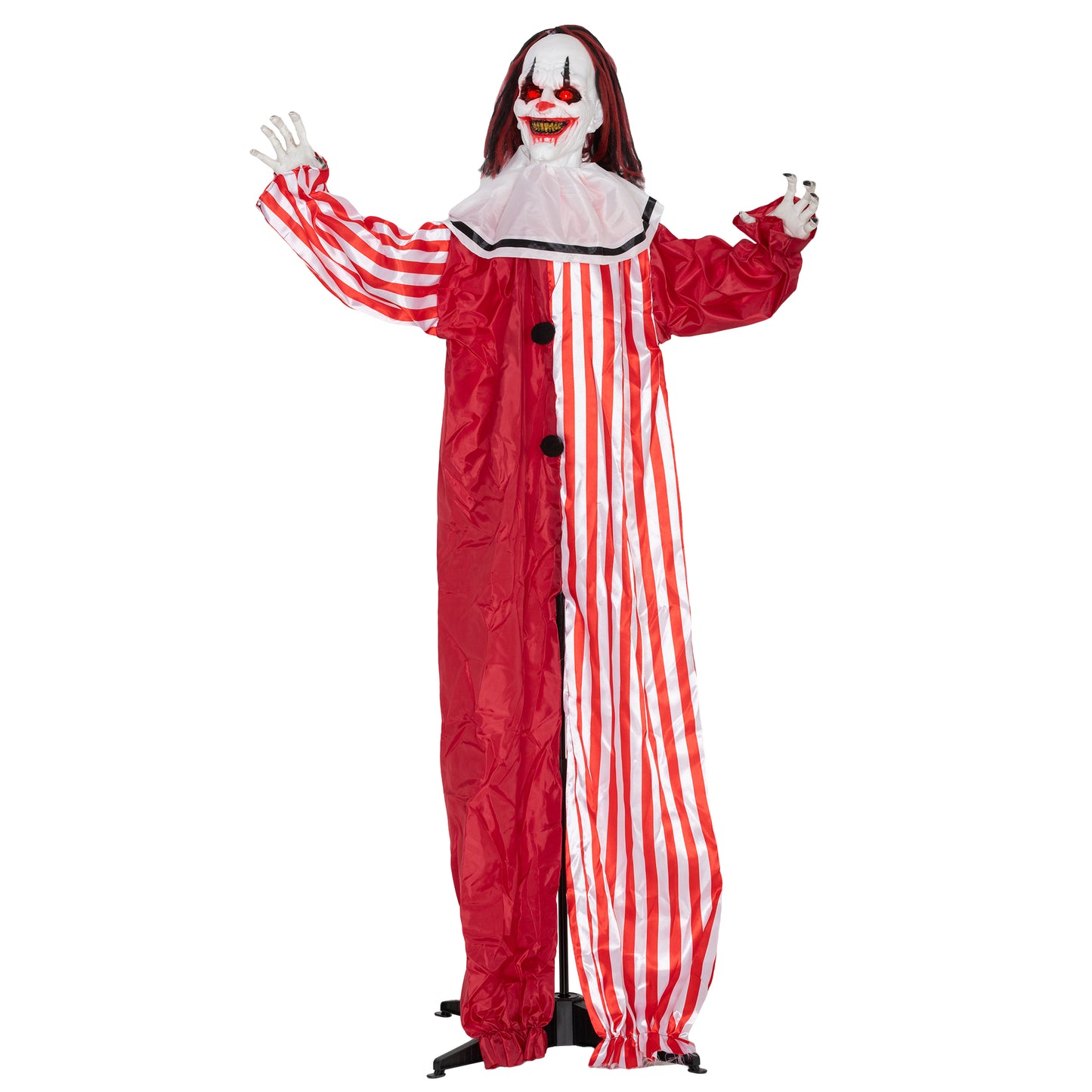 165 cm Life Size Halloween Animated Clown with Red Light Up Eyes, Sound Activated Moving Body