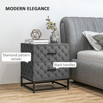 Bedside Tables Set of 2, Modern Bedside Table Nightstand with 2 Drawers, Bedside Cabinet Sofa Side Table with Storage