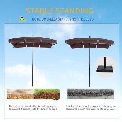 Garden Parasol Umbrella, Outdoor Market Table Umbrella with Ruffles & Aluminium Pole