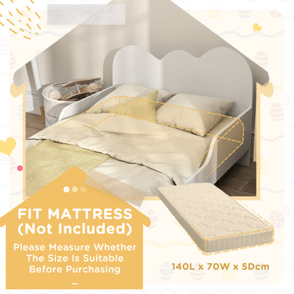 Cloud-Themed Toddler Bed Frame with Safety Rails, 143.5 x 74.5 x 56cm