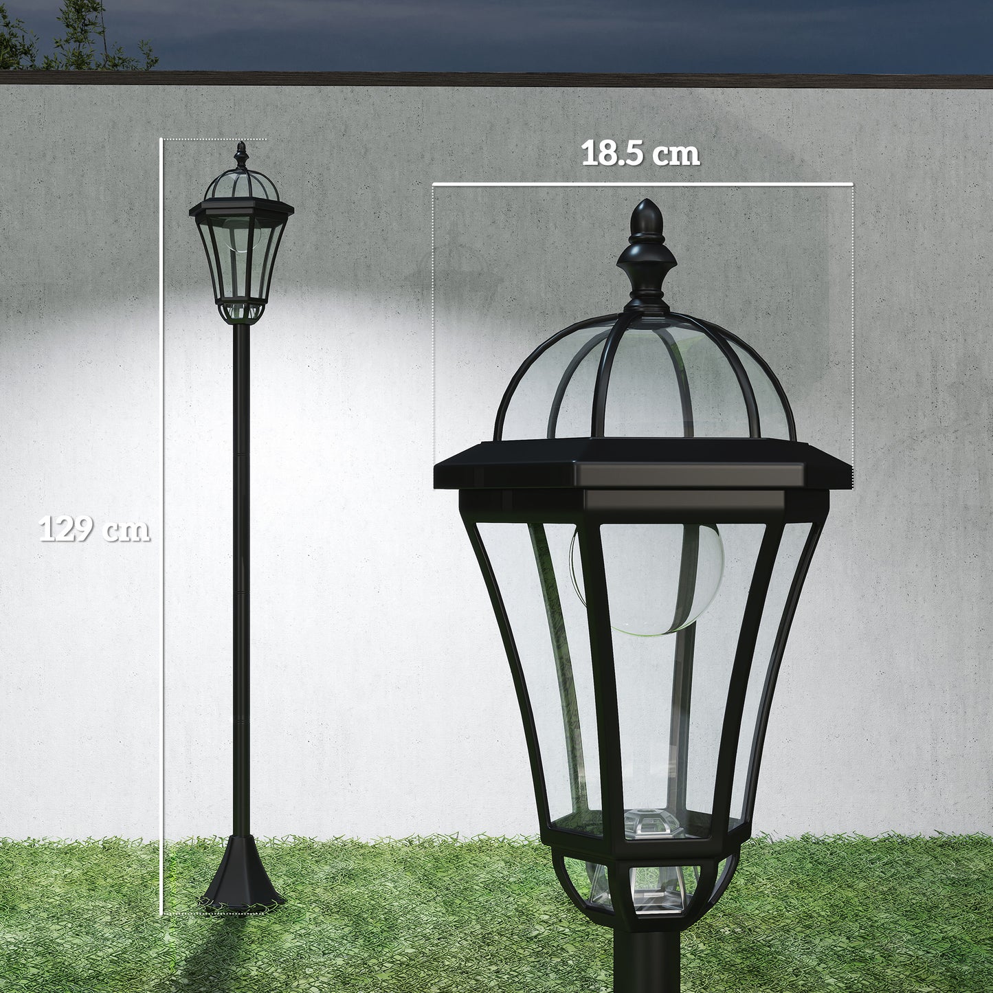 2 PCS 1.3M Garden Solar Lamp Post Lights Solar Powered LED Lantern Patio Pathway Walkway Outdoor Water-Resist Auto Switch 6 H