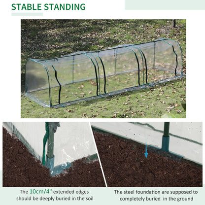 Mini Greenhouse, Small Polytunnel Green House with Zipped Doors, Steel Frame for Garden Patio, 300 x 100 x 80cm, Clear